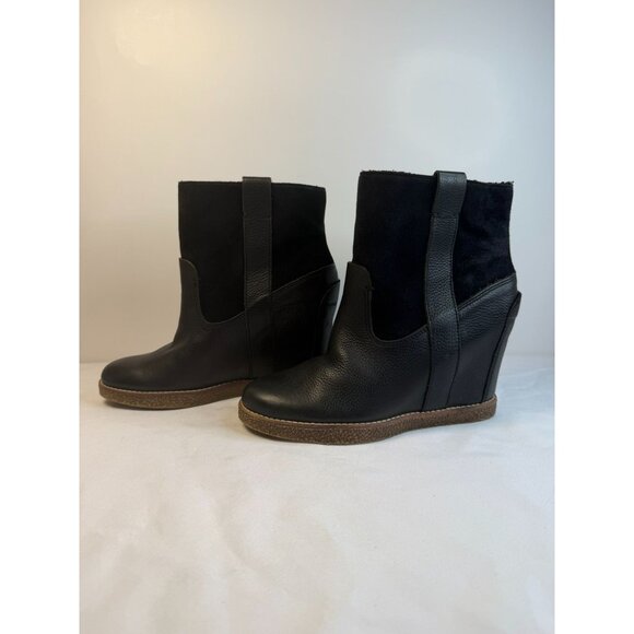 Dolce Vita Pavlos Wedge Heel Womens Size 9.5 Black Leather Suede Booties Casual - Picture 6 of 11